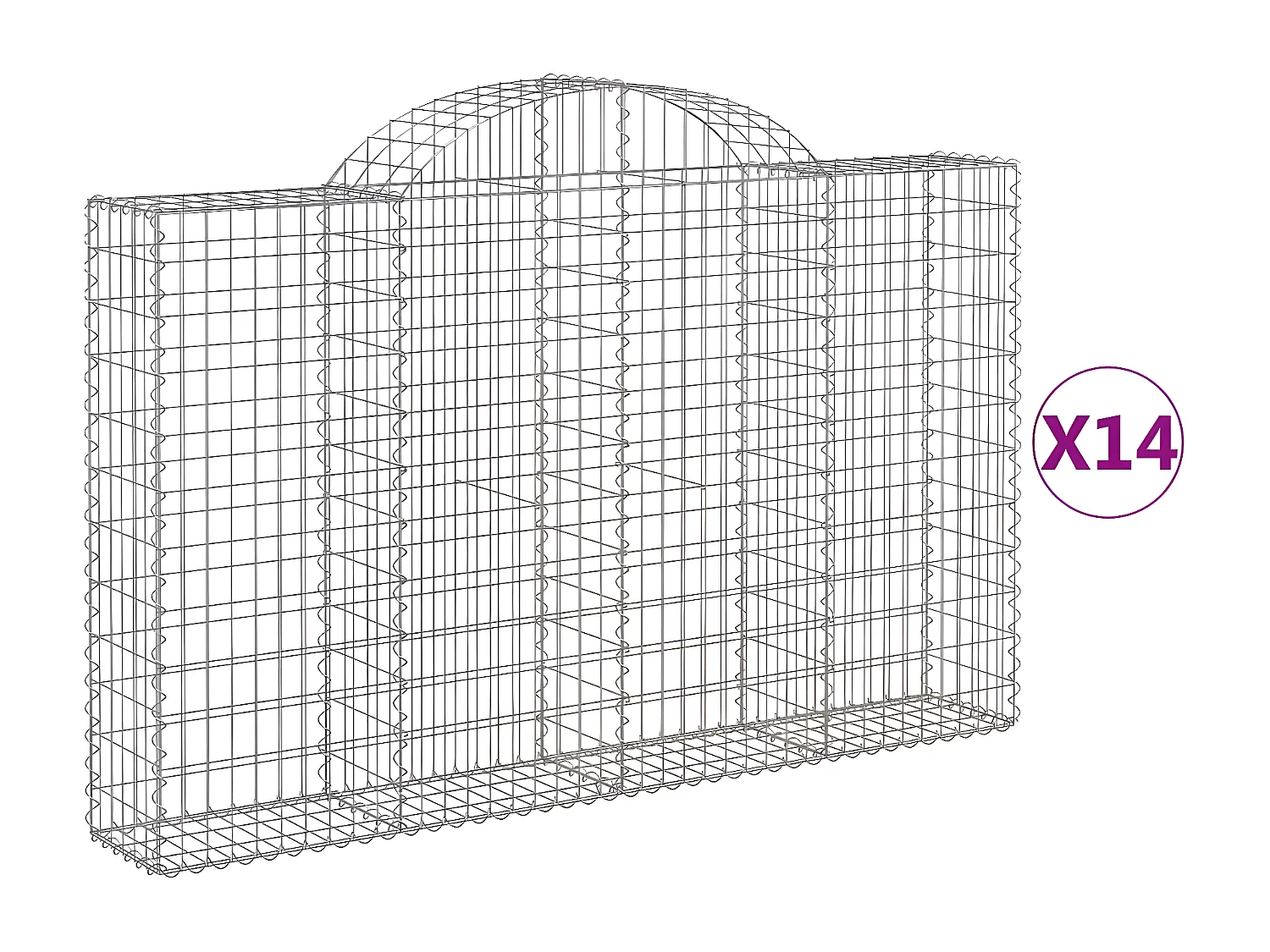 Paniers à gabions arqués 14 pcs 200x30x120-140 Fer galvanisé