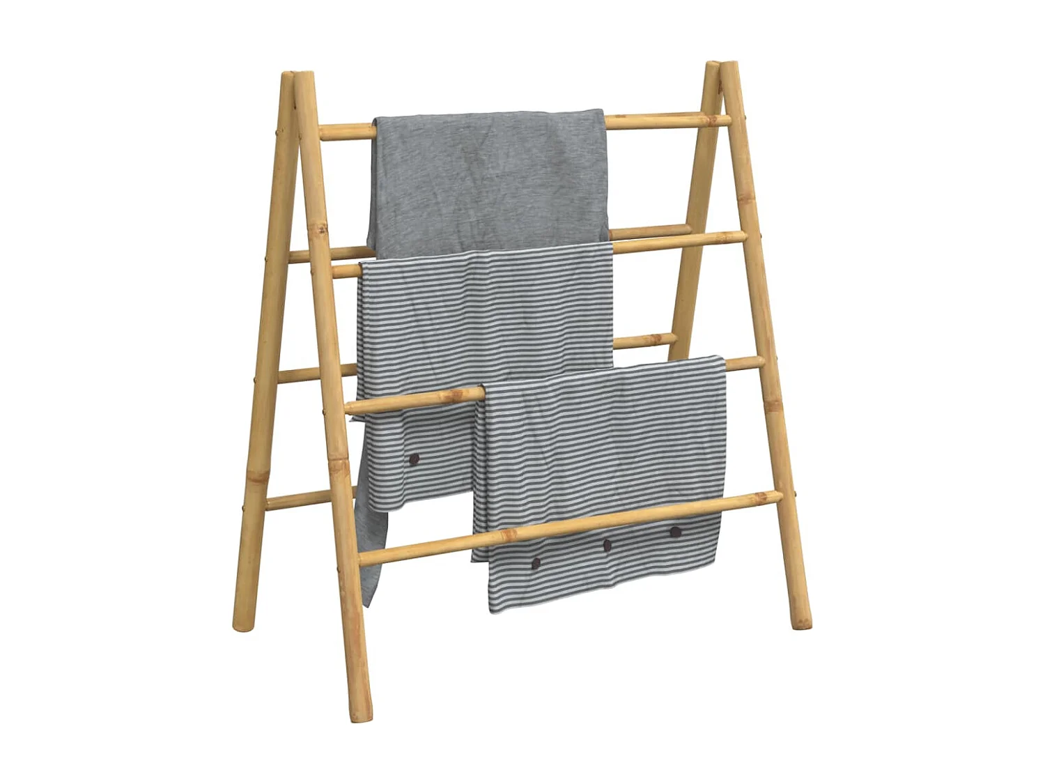 Échelle à serviettes double avec 4 échelons 90x50x100 bambou