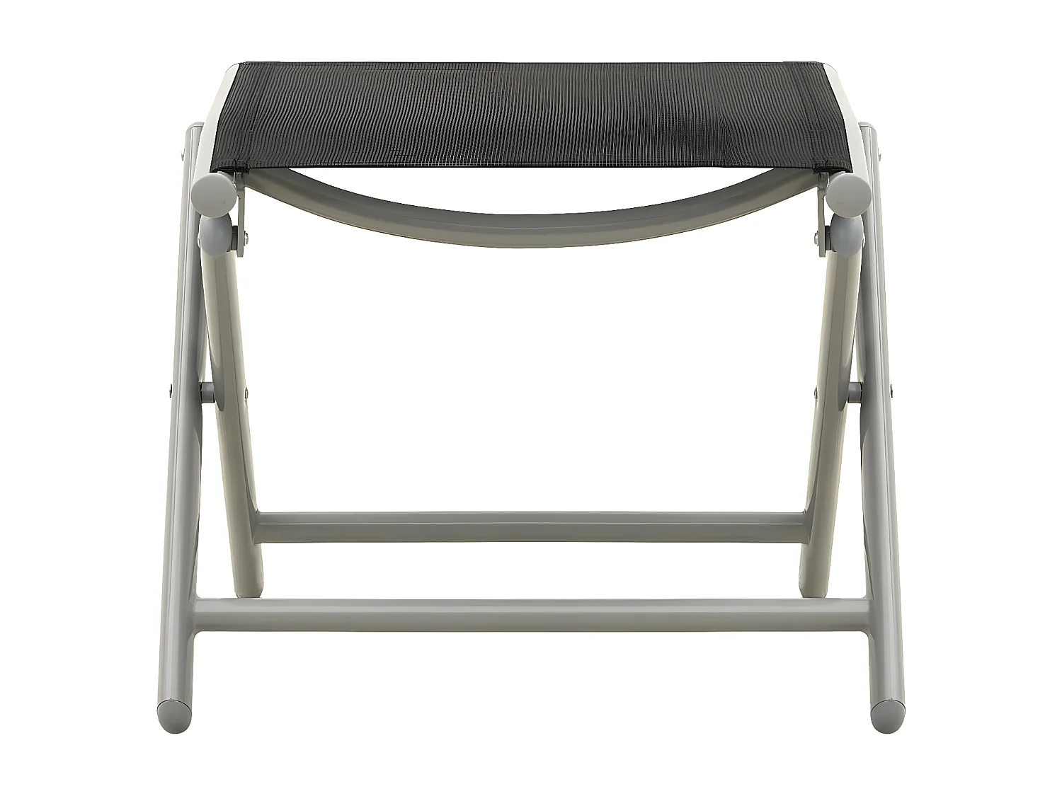Repose-pied pliable Noir et argenté Textilène et aluminium