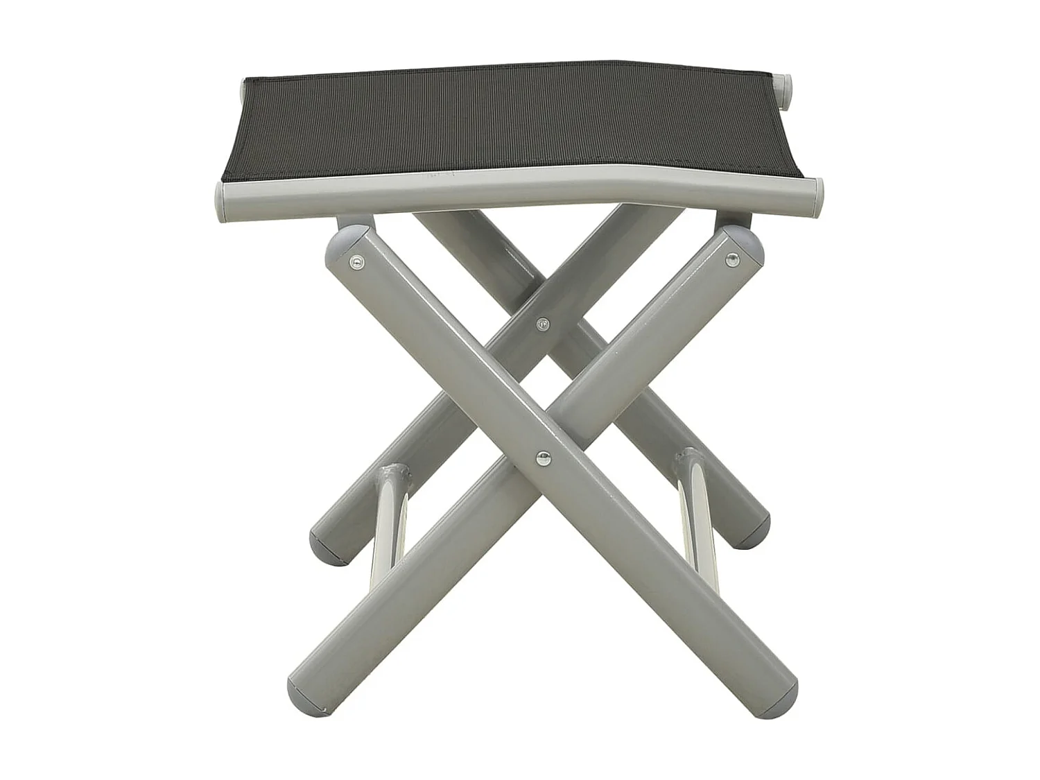 Repose-pied pliable Noir et argenté Textilène et aluminium