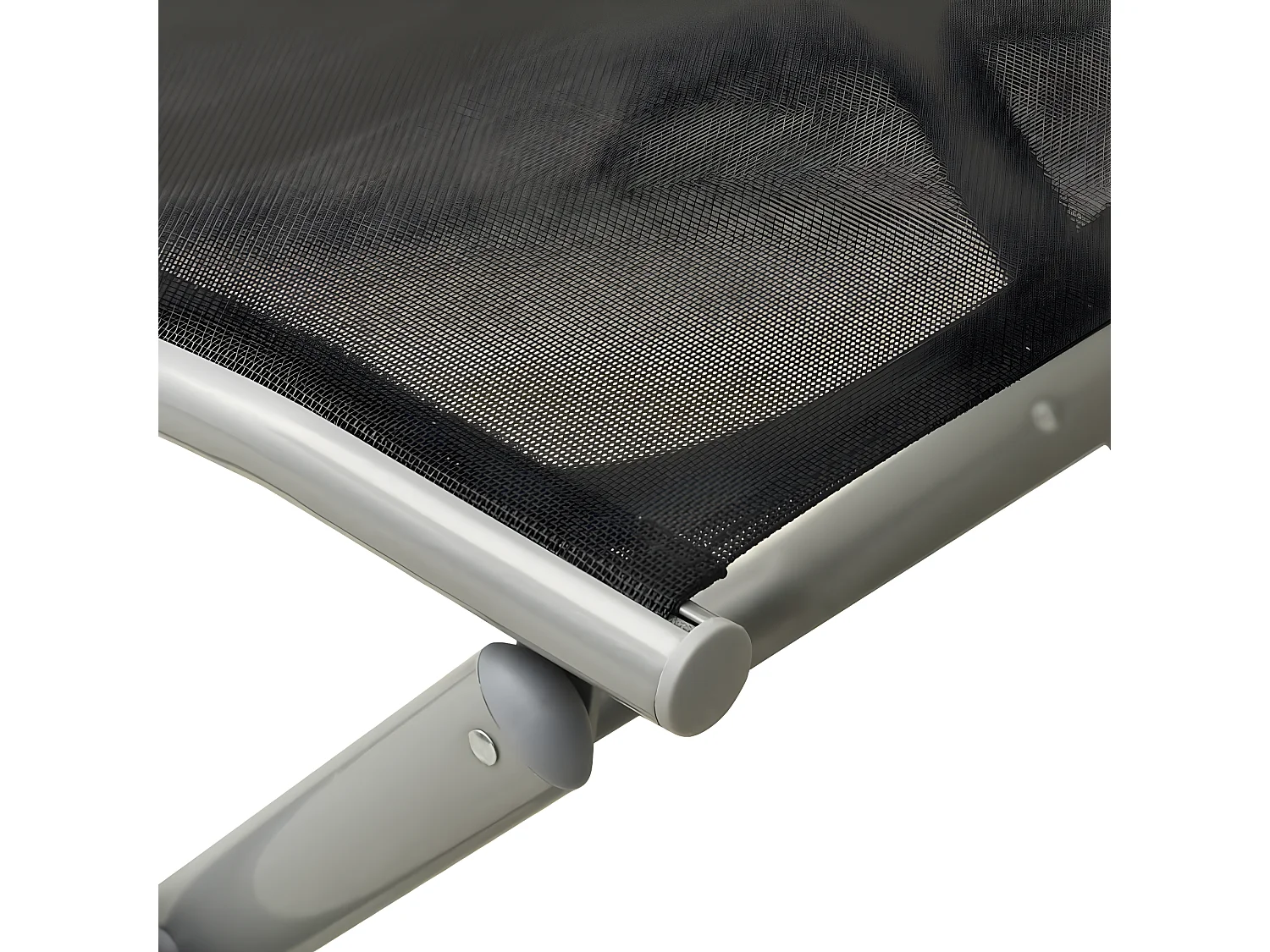 Repose-pied pliable Noir et argenté Textilène et aluminium