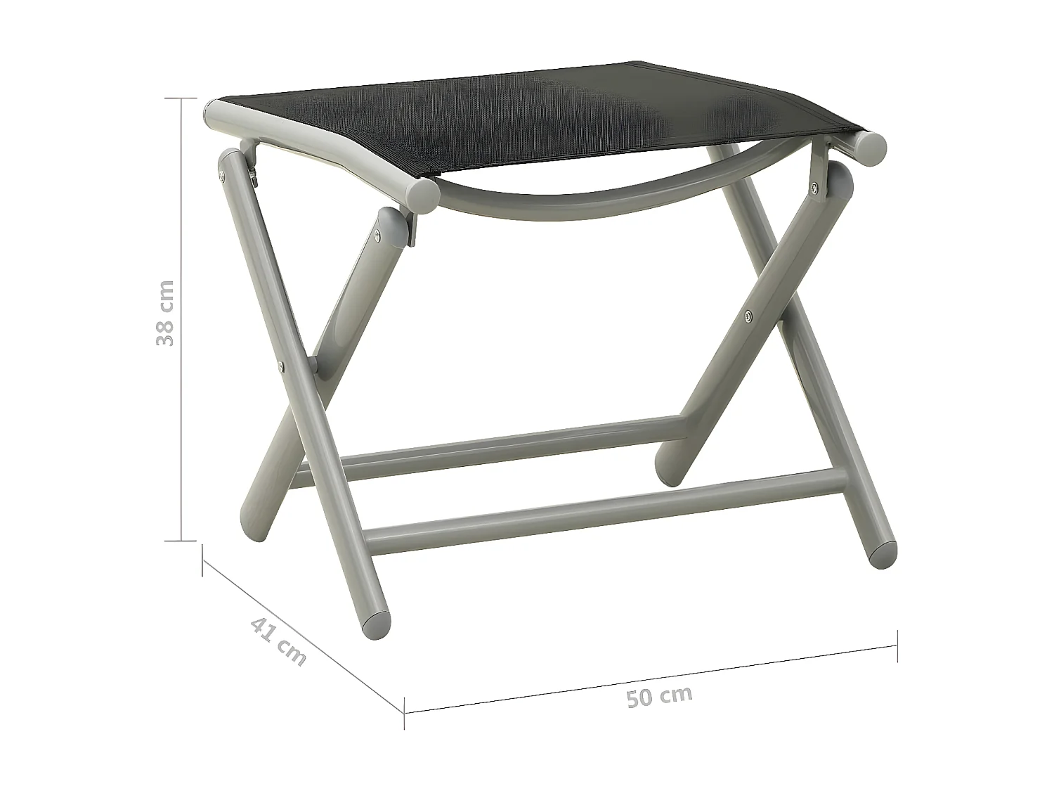 Repose-pied pliable Noir et argenté Textilène et aluminium