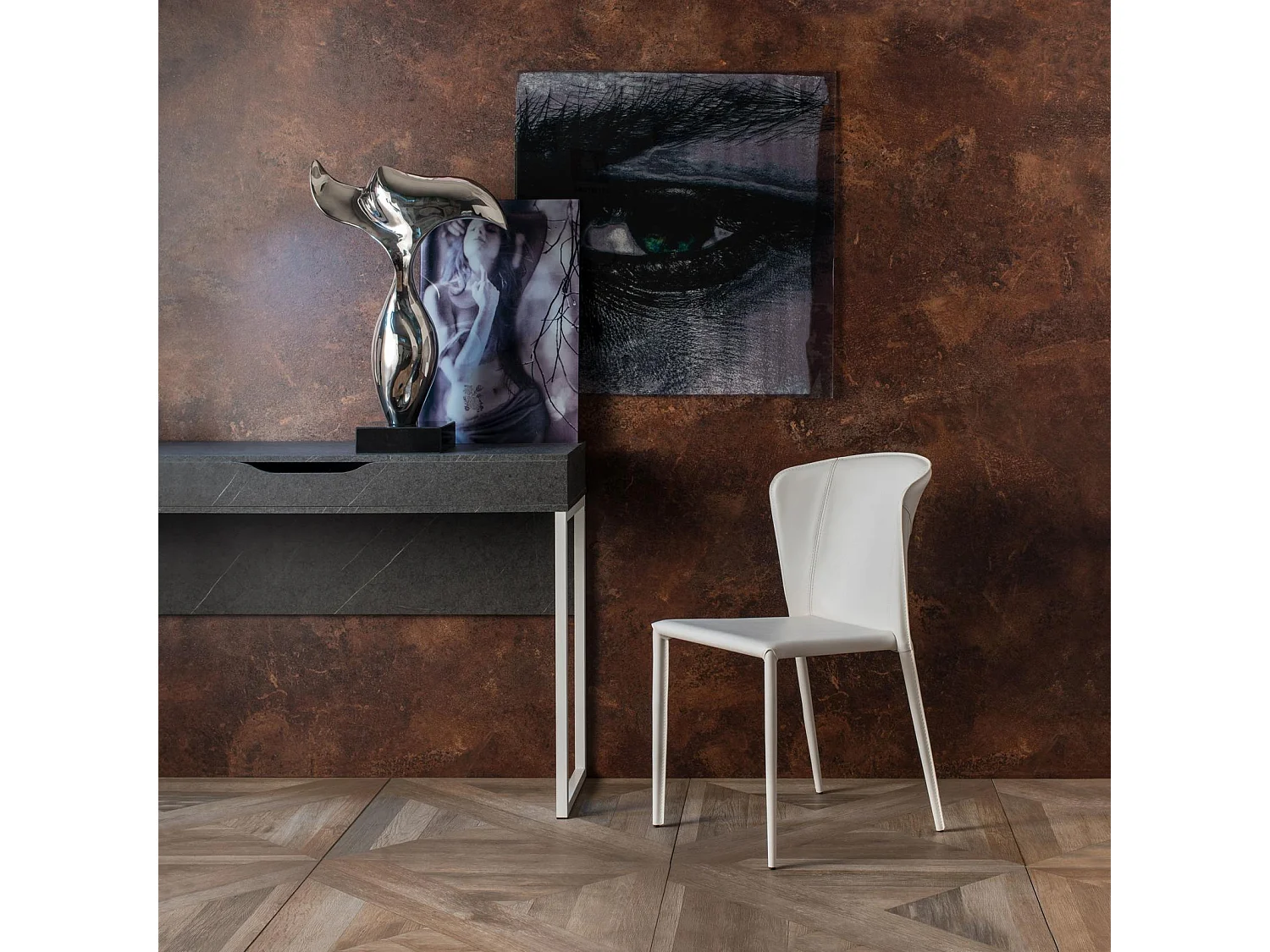 Break - Weißer Kunstlederstuhl 4-tlg