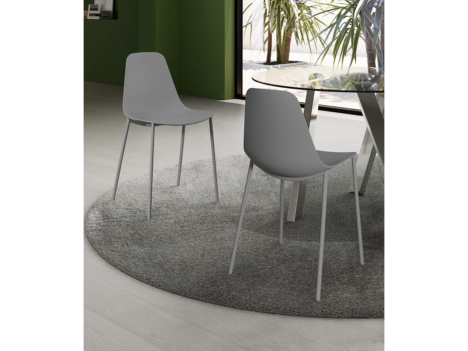 Frida - Silla de polipropileno gris 4 piezas