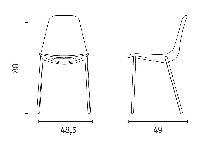 Frida Chaise grise en polypropylène 4 pc