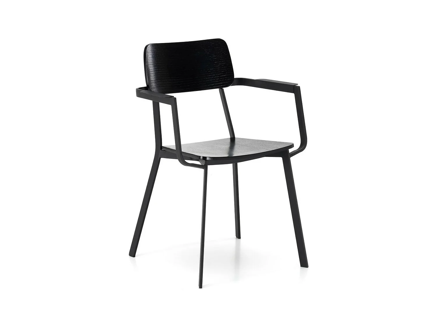 Woody salontafel - Zwarte houten stoel 4 st