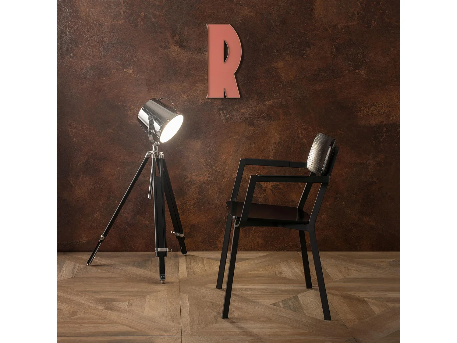 Table basse Woody Chaise en bois noir 4 pcs