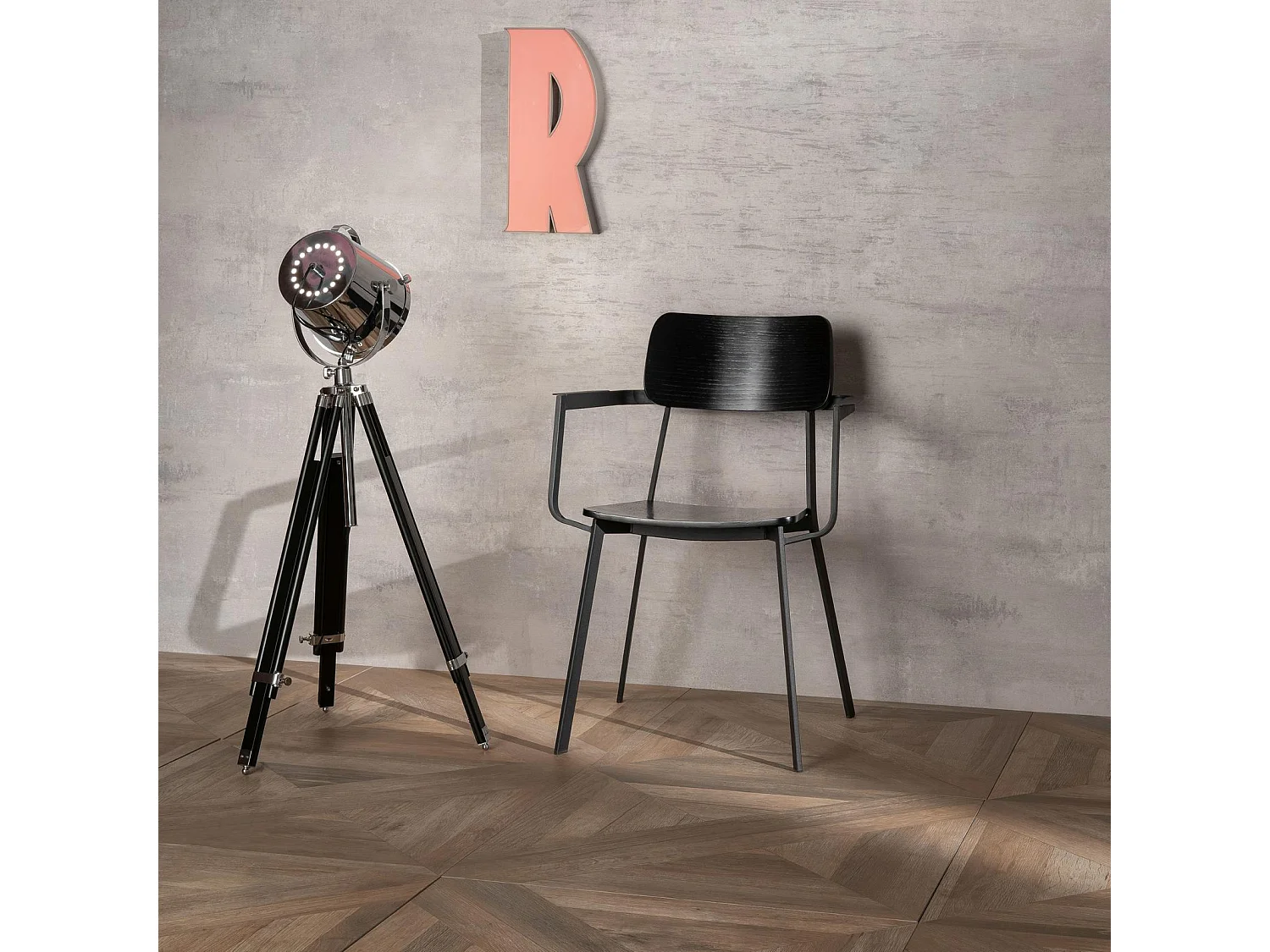 Table basse Woody Chaise en bois noir 4 pcs