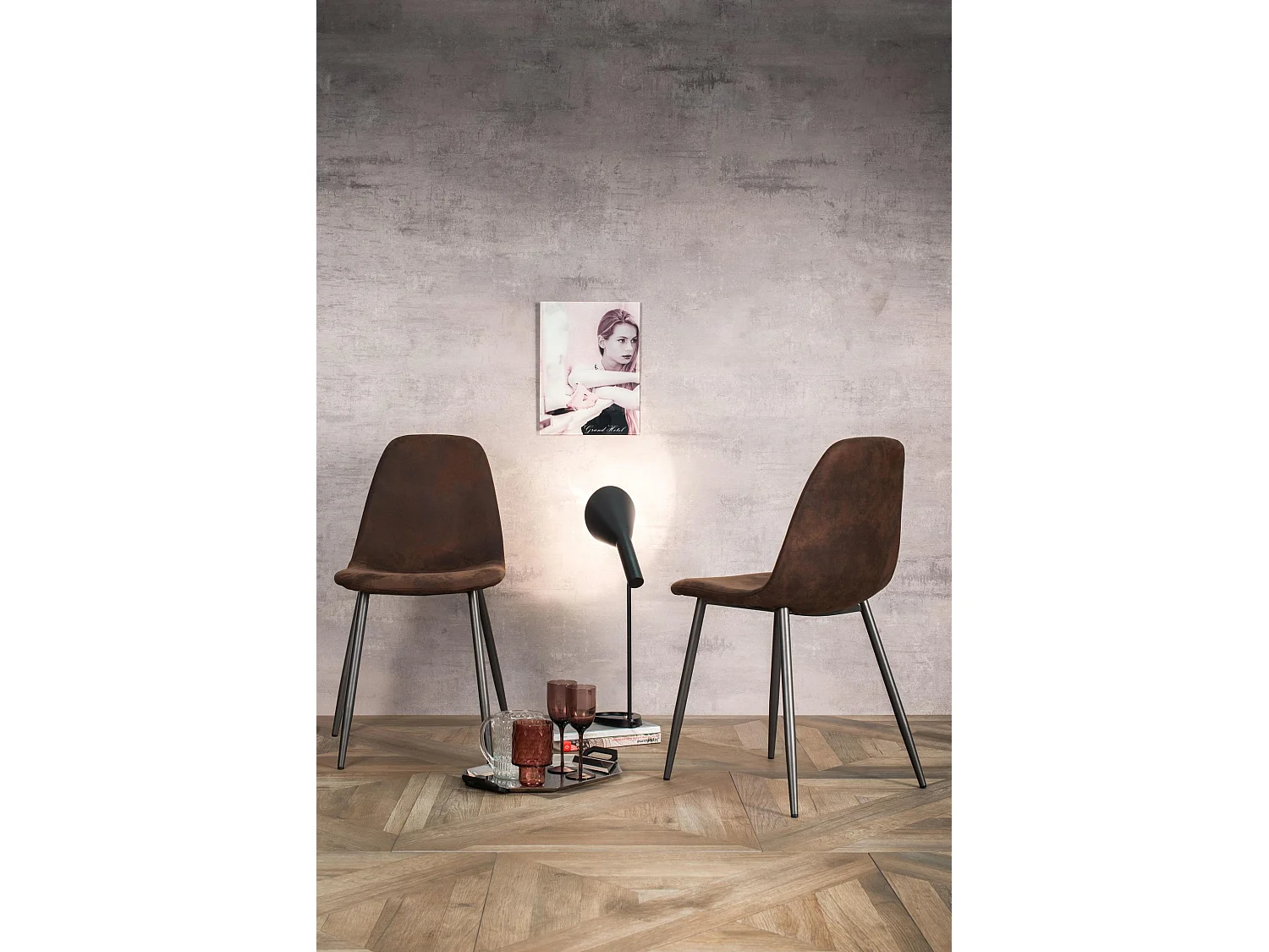 Brigitte Chaise en éco-cuir marron 4 pcs