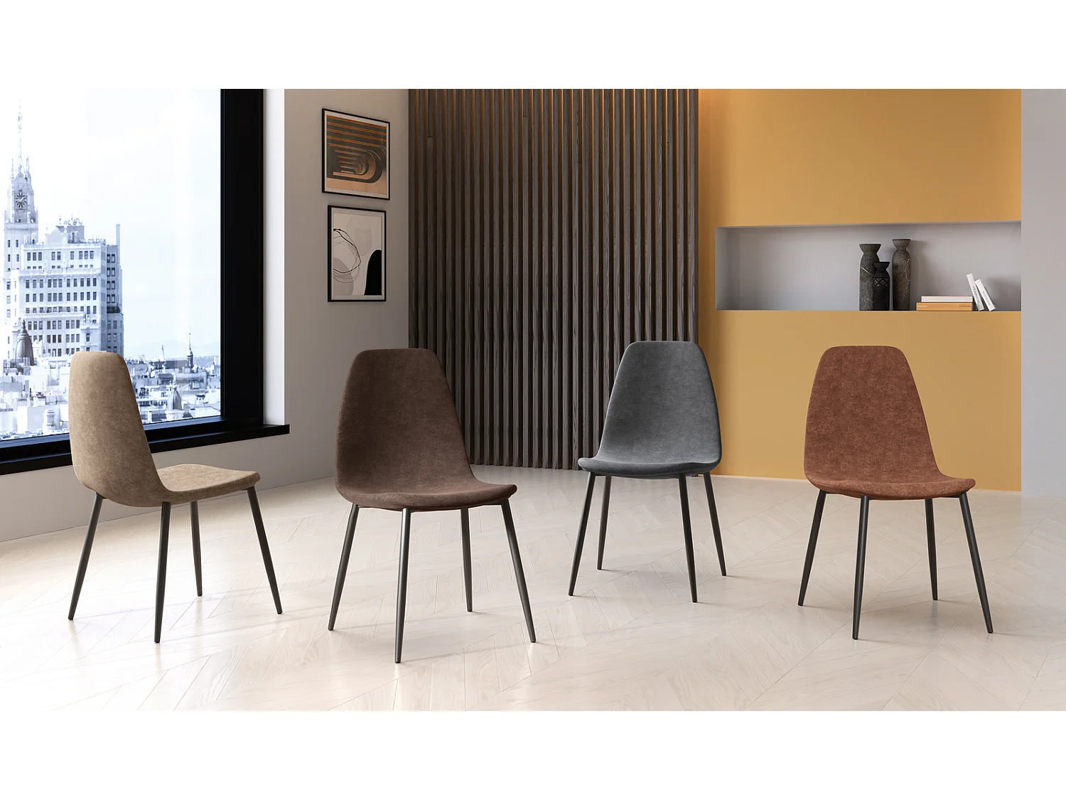Brigitte Chaise en éco-cuir marron 4 pcs