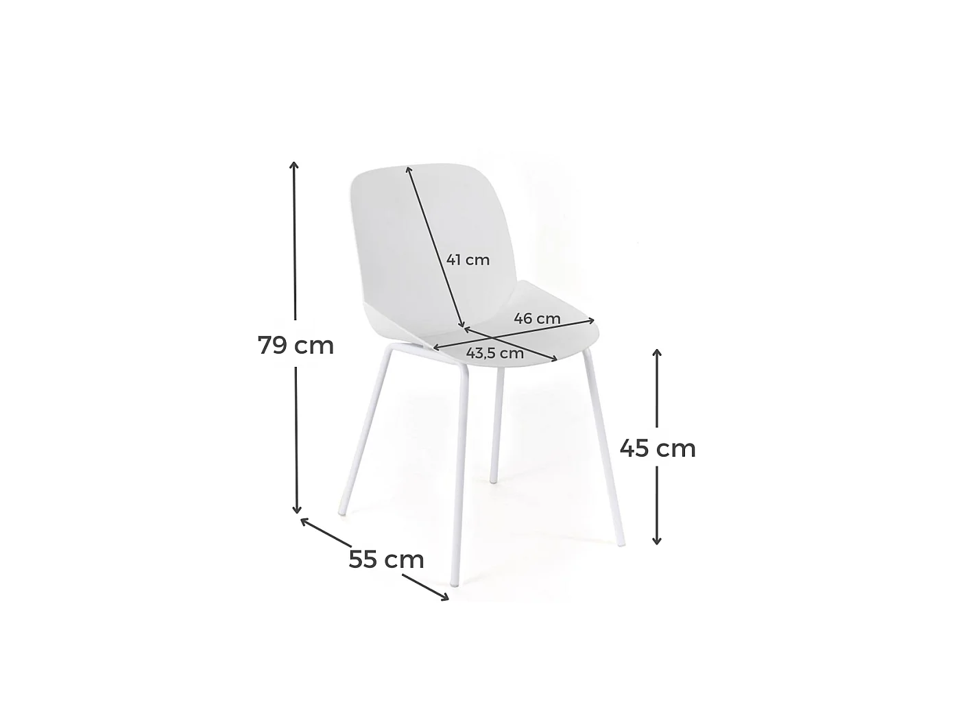 Eva Chaise en polypropylène blanc 4 pcs
