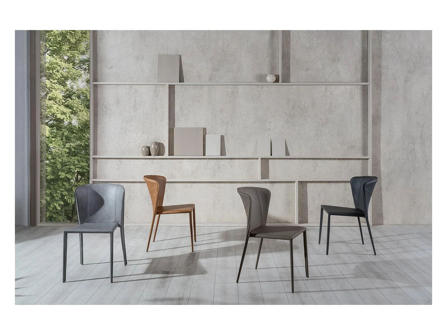 Break - Grauer Kunstlederstuhl 4-tlg