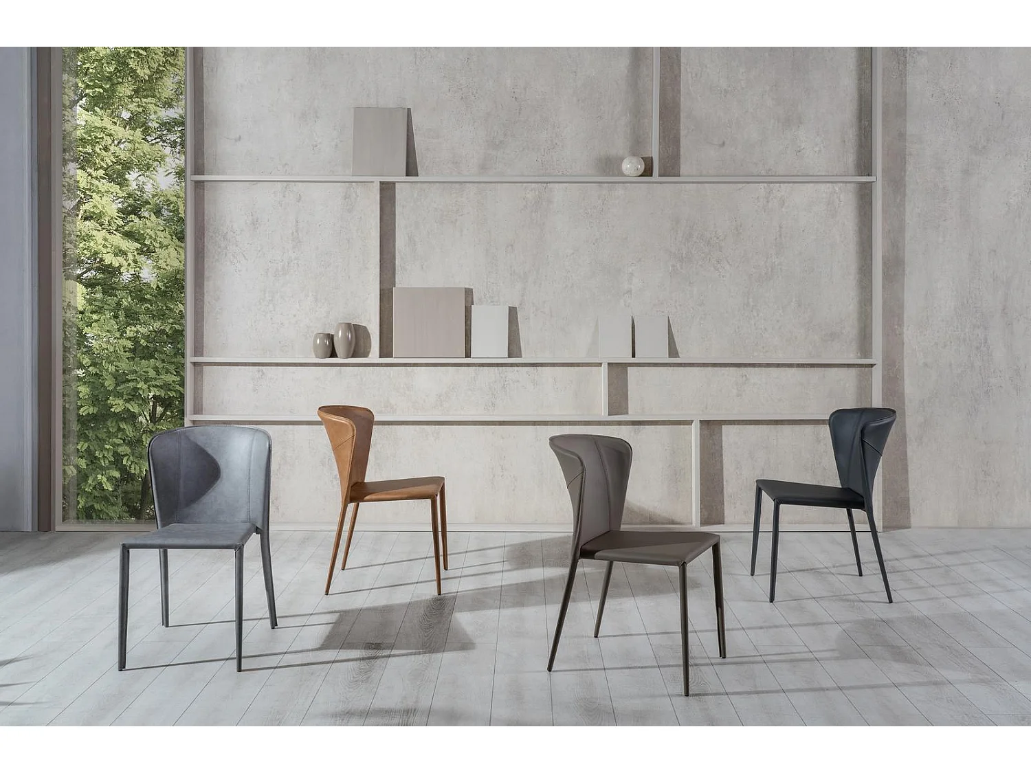 Break Chaise simili cuir gris 4 pcs