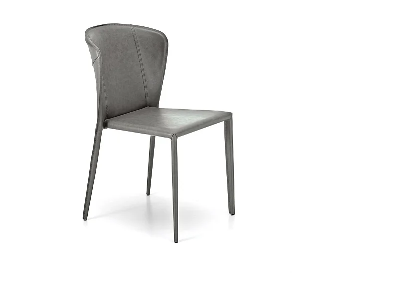 Break Chaise simili cuir gris 4 pcs