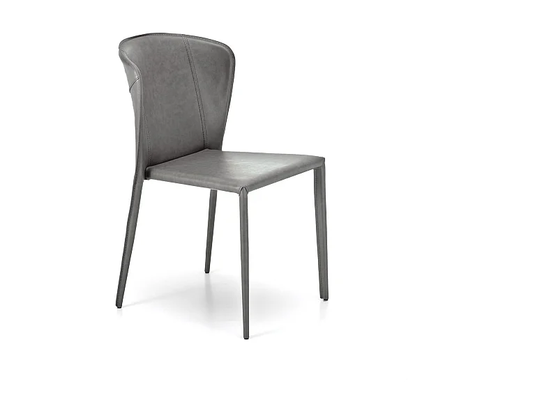 Break Chaise simili cuir gris 4 pcs