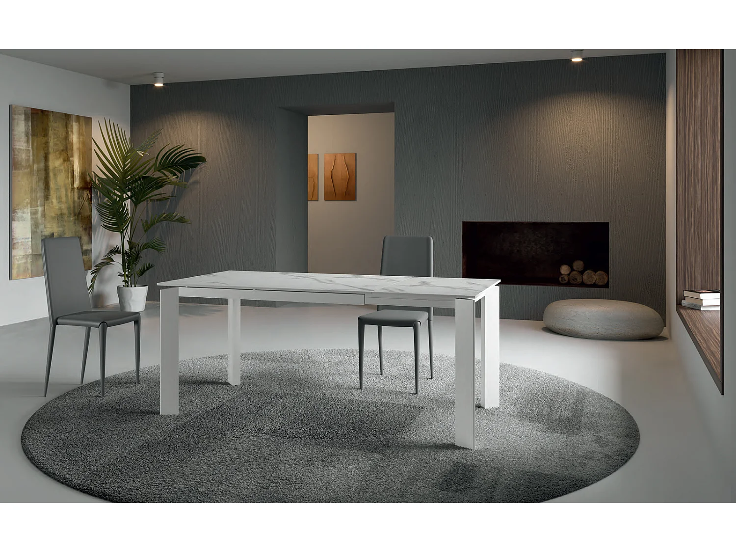 Cleo Chaise en éco-cuir gris 4 pc