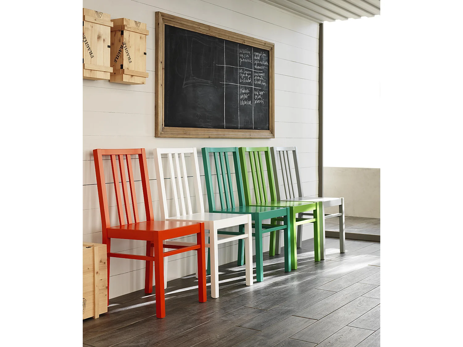 Mina Chaise en bois pêche 2 pcs