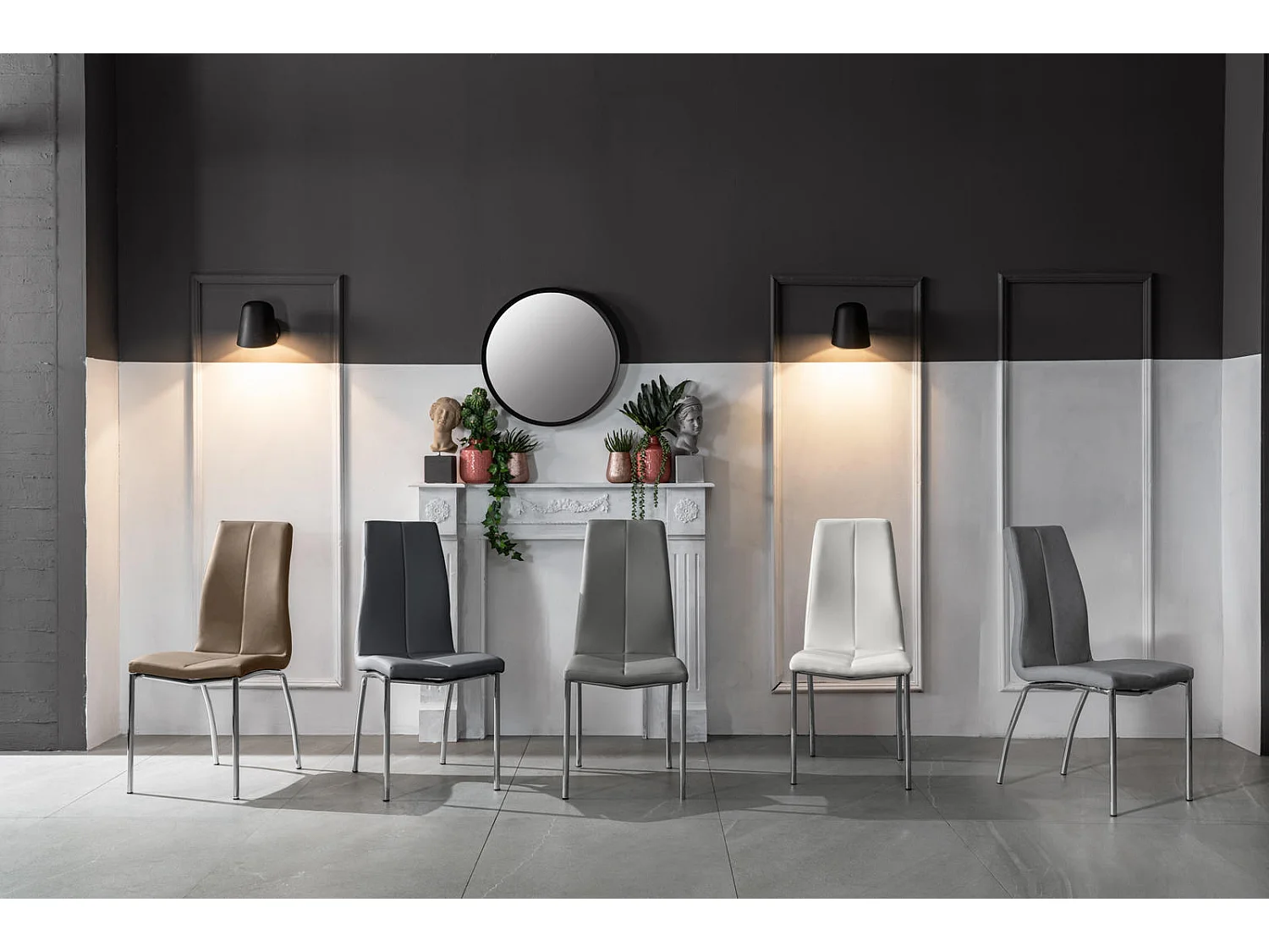 Viva Chaise en éco-cuir gris foncé 4 pcs