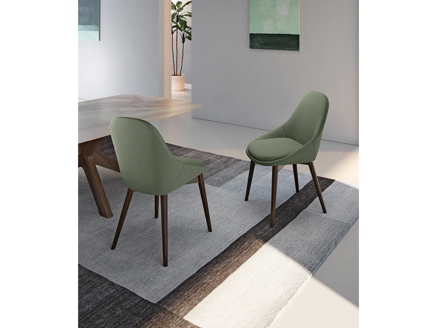 Astrid Chaise en tissu bleu 4 pc