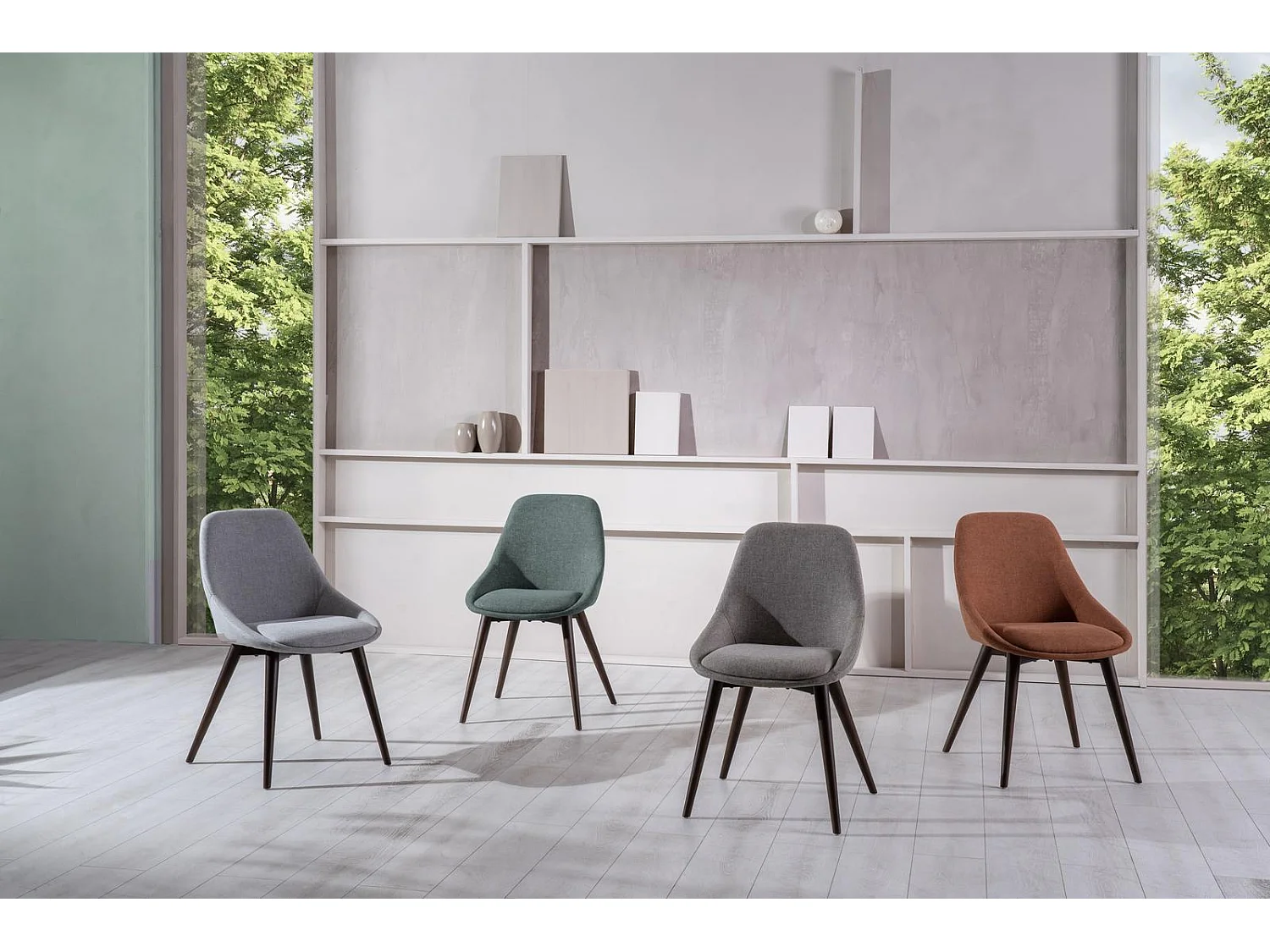 Astrid -Sedia in tessuto blu 4 pz
