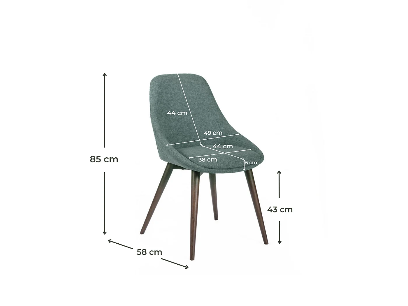 Astrid -Sedia in tessuto blu 4 pz