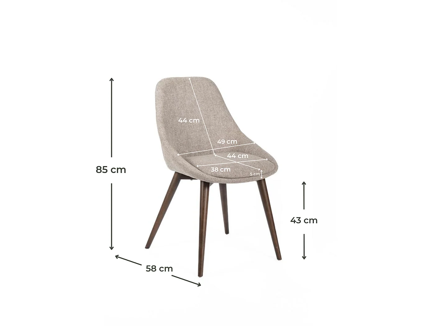Astrid Chaise en tissu marron 4 pcs