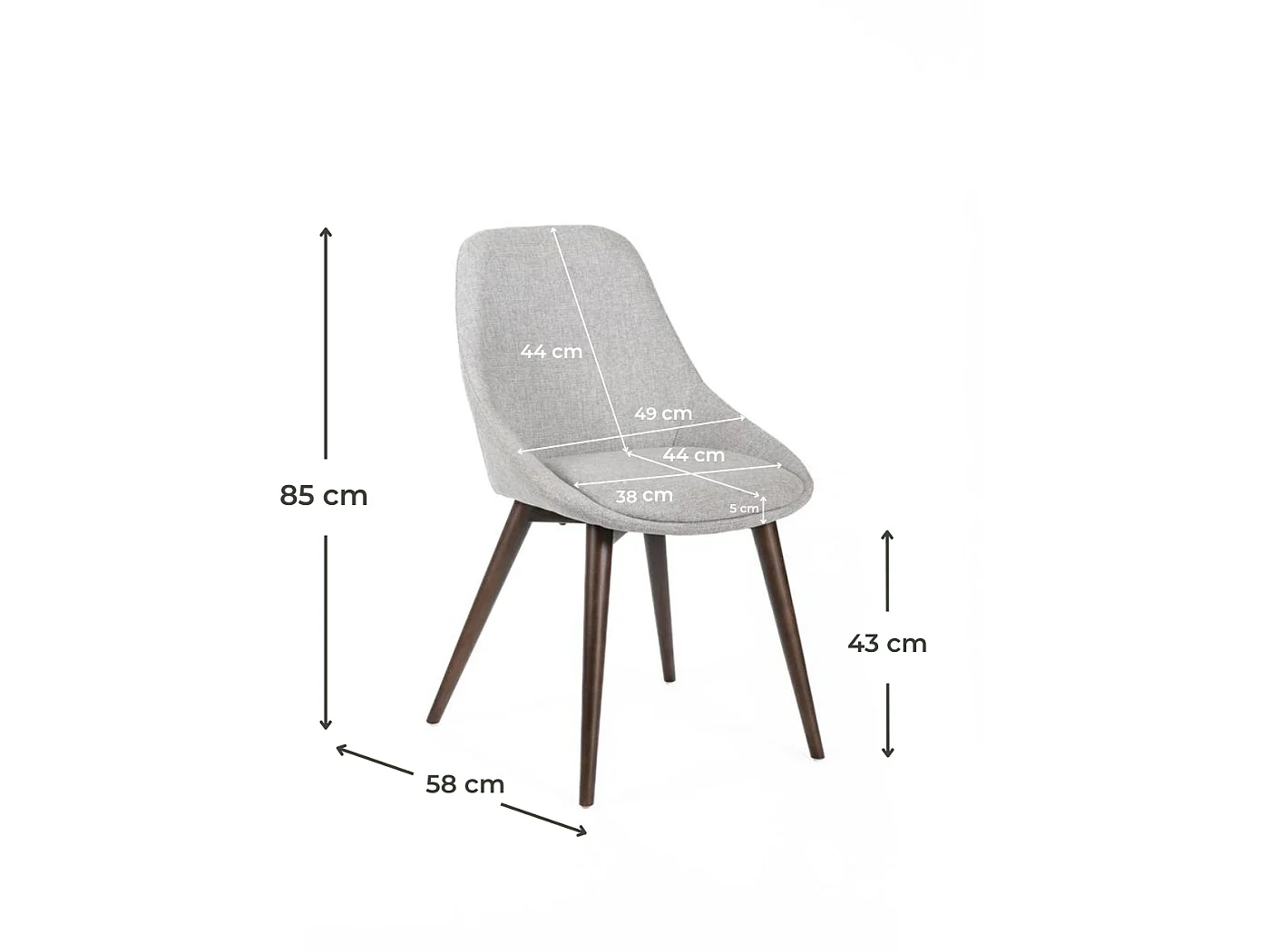 Astrid - Sedia in tessuto grigio 4 pz