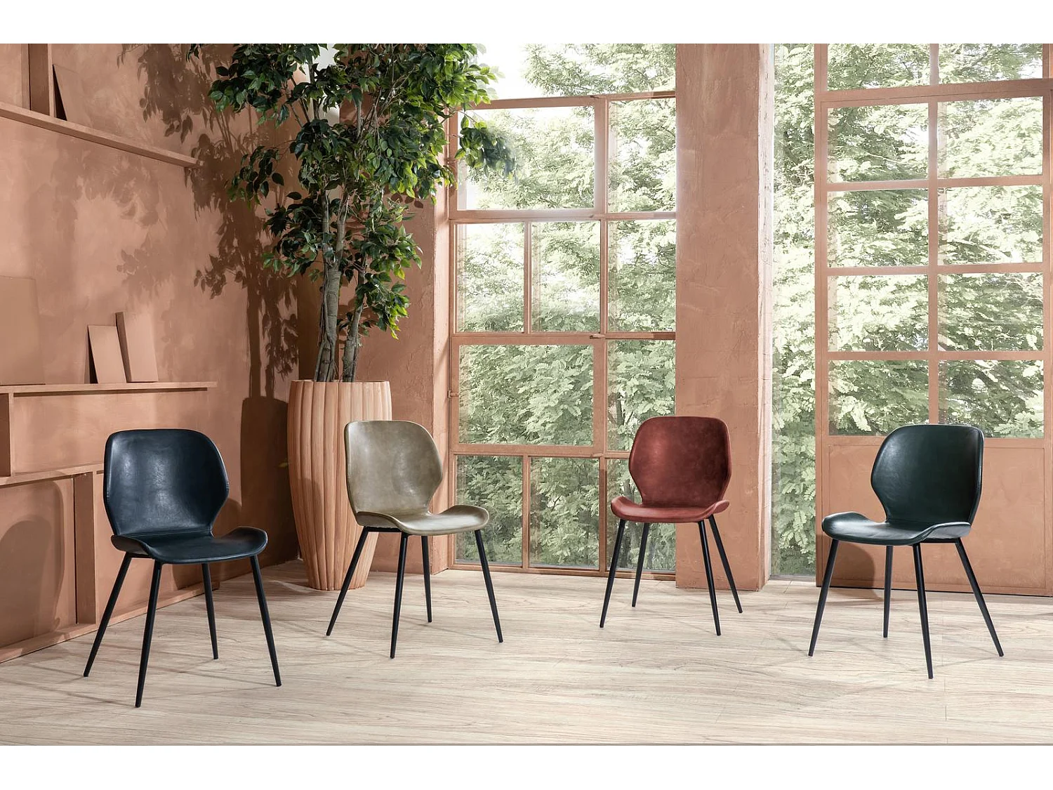 Diana Chaise bleue soft touch 4 pcs