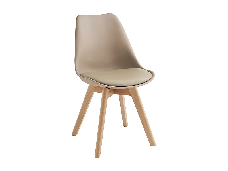 Carlotta - Silla en polipropileno ecopiel beige 4 piezas