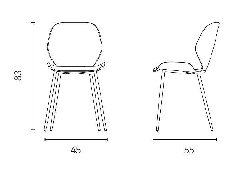 Diana - Silla roja tacto suave 4 piezas