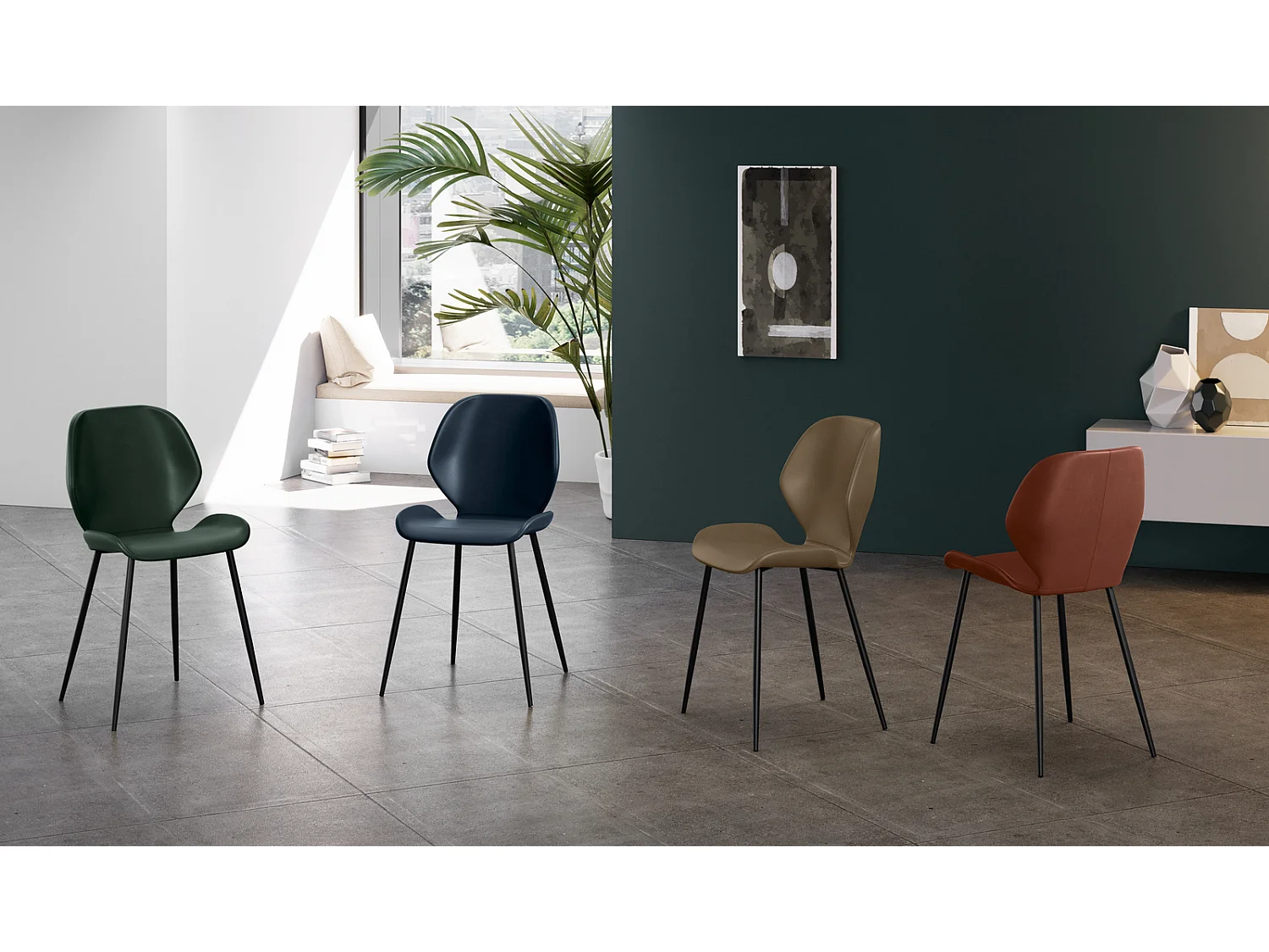 Diana - Zwarte soft touch stoel 4 stuks