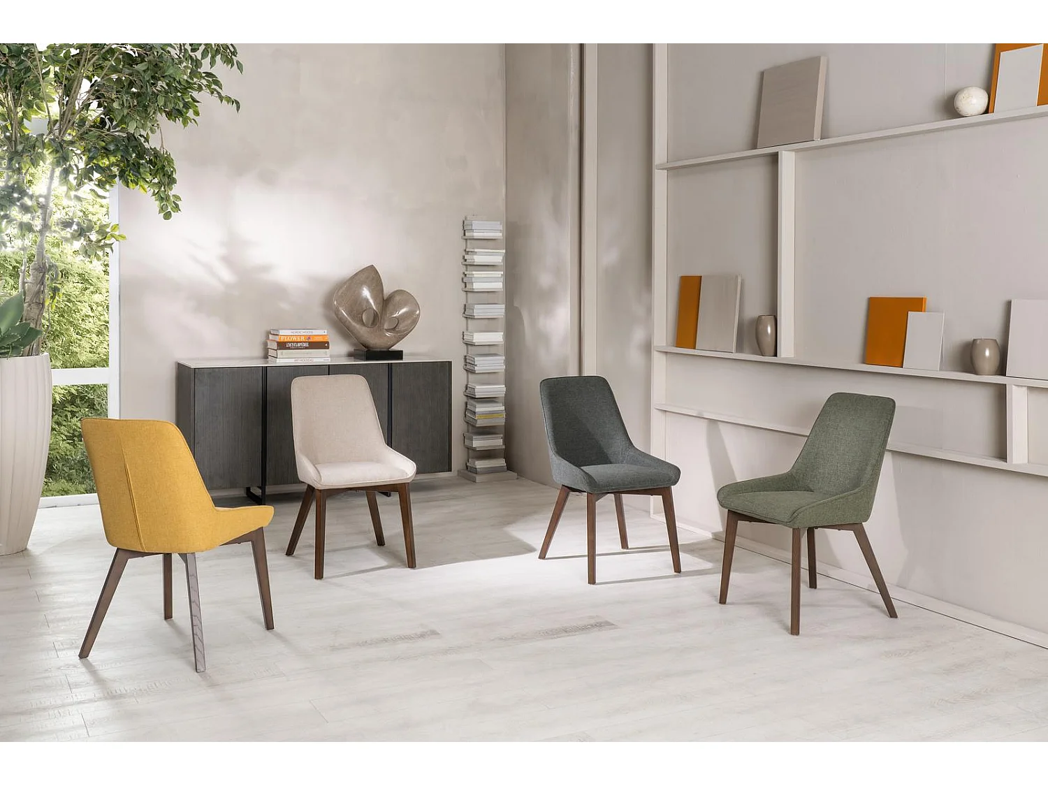 Vera Chaise en tissu beige 4 pcs