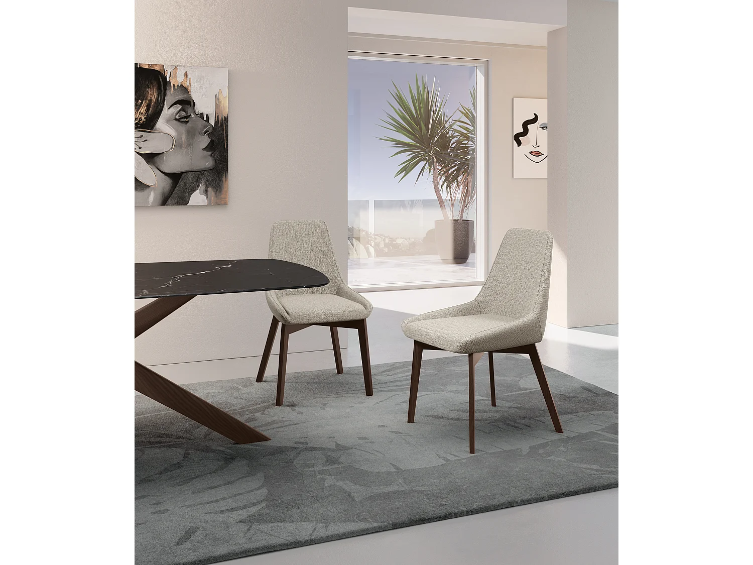 Vera Chaise en tissu beige 4 pcs