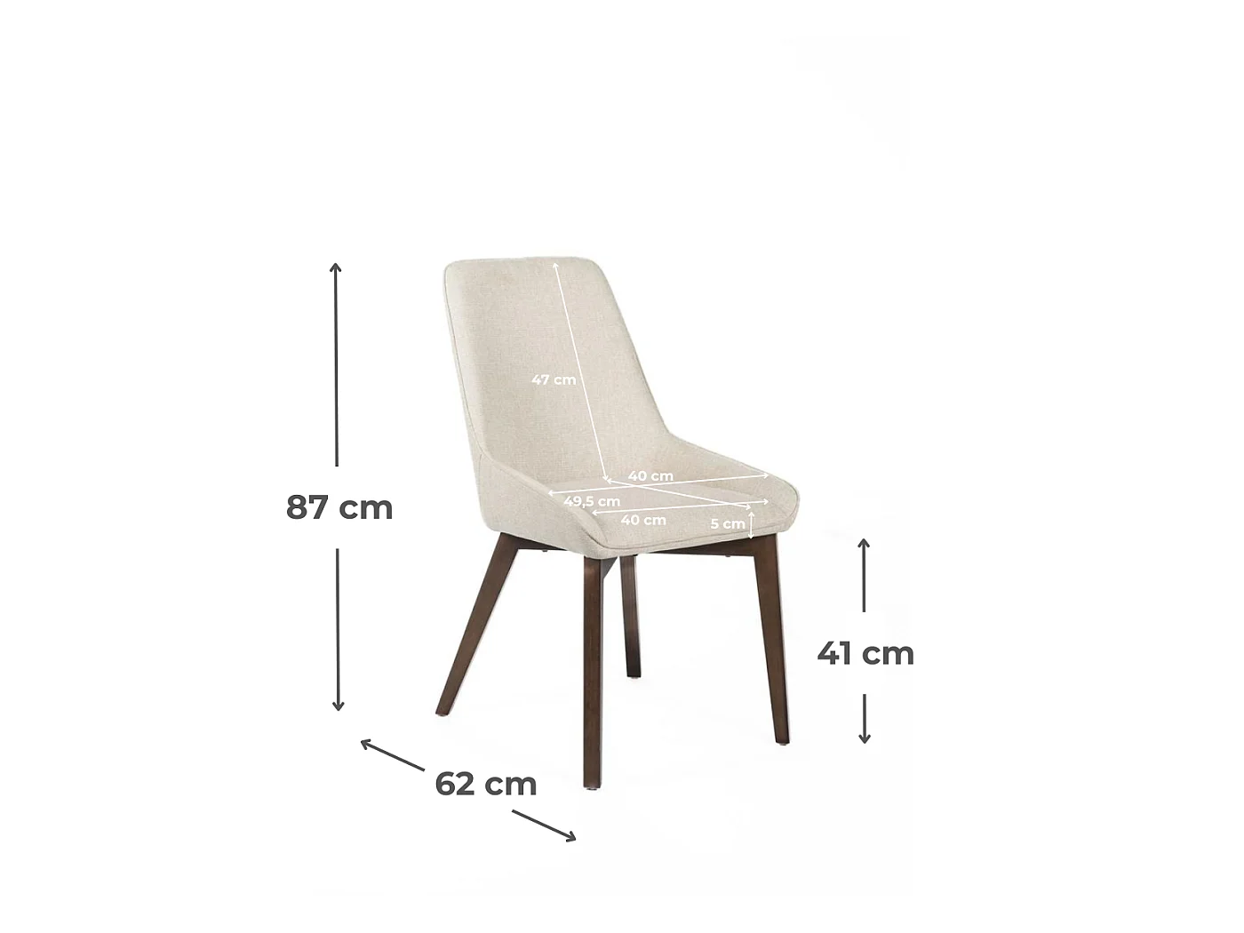 Vera Chaise en tissu beige 4 pcs