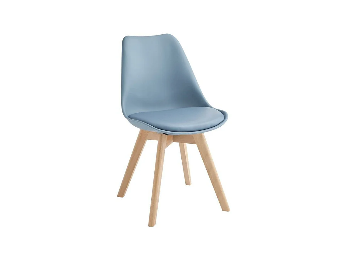 Carlotta - Blauer Polypropylen-Stuhl aus Öko-Leder, 4-tlg