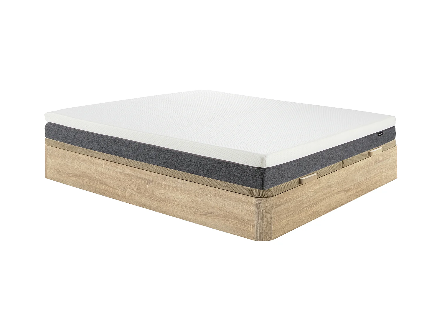 Ensemble 180 x 200 cm sommier coffre naturel clair + matelas mousse HD 7 zones et accueil mémoire de forme déhoussable ép.20cm - KELIH de YSMÉE