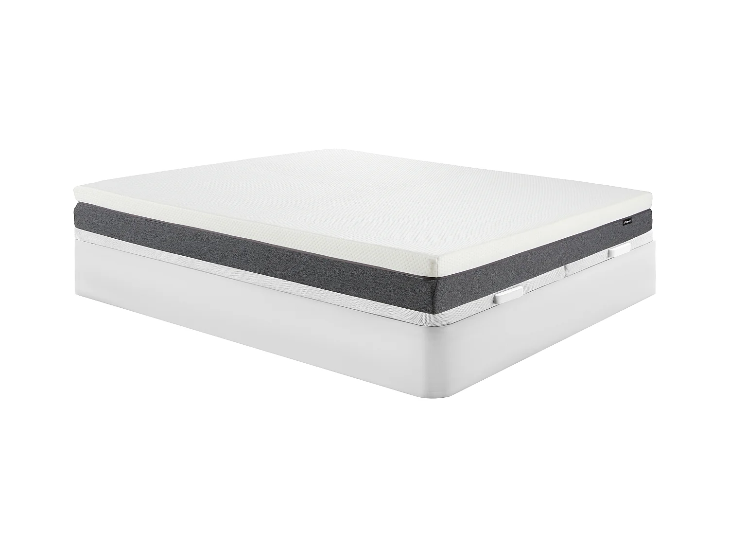 Set aus Bettgestell mit Bettkasten + 7-Zonen-HD-Schaumstoffmatratze & Memory-Schaum-Auflage - 180 x 200 cm - mit abnehmbarem Bezug - Stärke 20 cm - Weiß - KELIH von YSMÉE