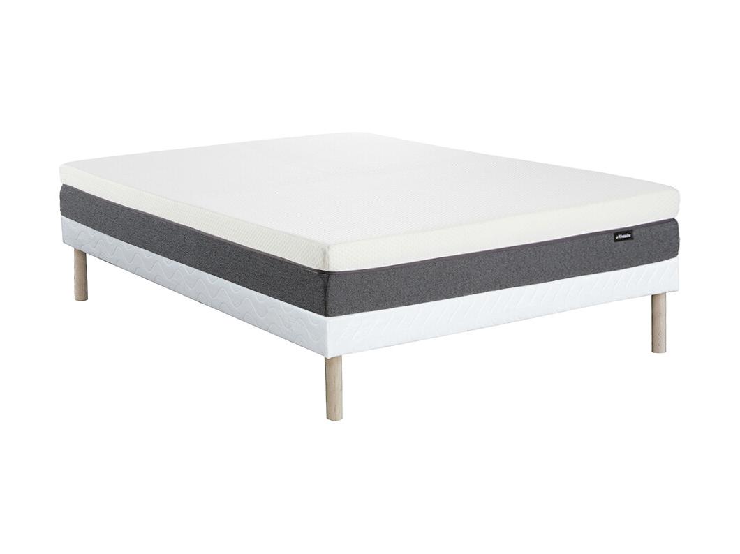 Set 140 x 190 cm gewatteerde bedbodem + matras met HD-schuim, 7 zones en instap met vormgeheugen, afneembare tijk, 25 cm dik - RIAU van YSMÉE