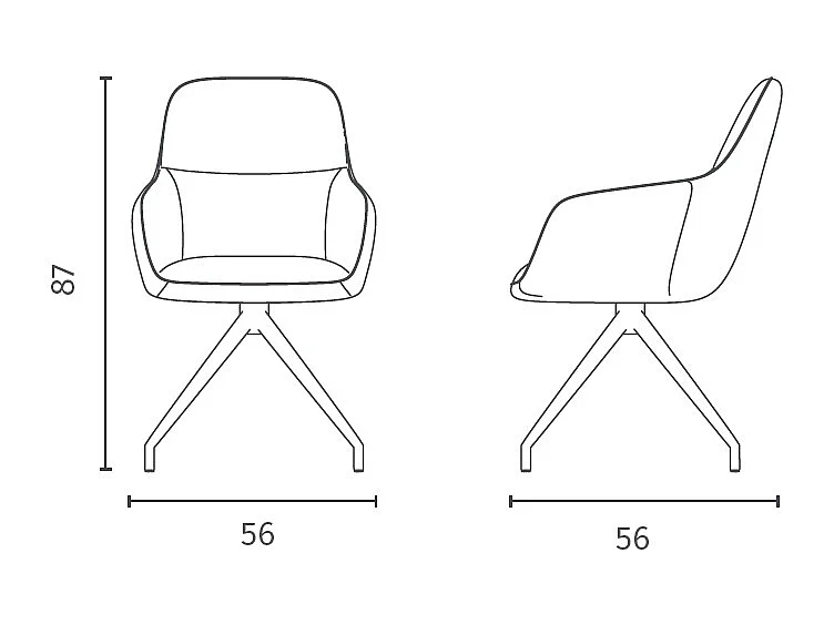 Gaia Chaise en tissu jaune 2 pcs