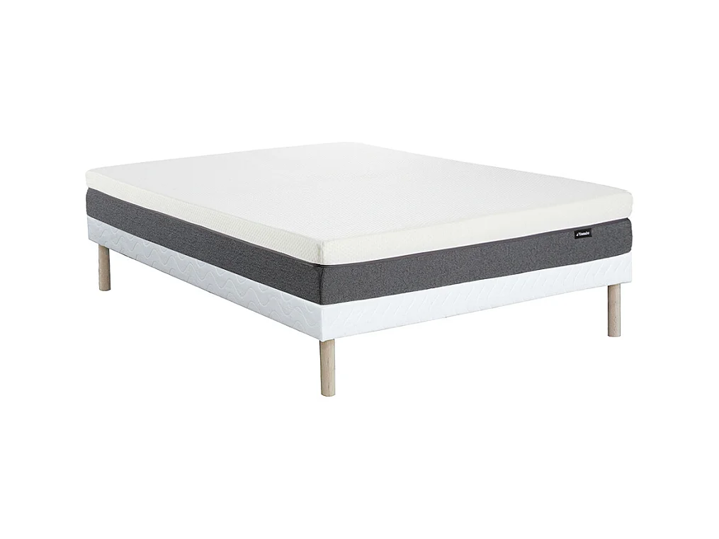 Ensemble 160 x 200 cm sommier tapissier + matelas mousse HD 7 zones et accueil mémoire de forme déhoussable ép.25cm - RIAU de YSMÉE