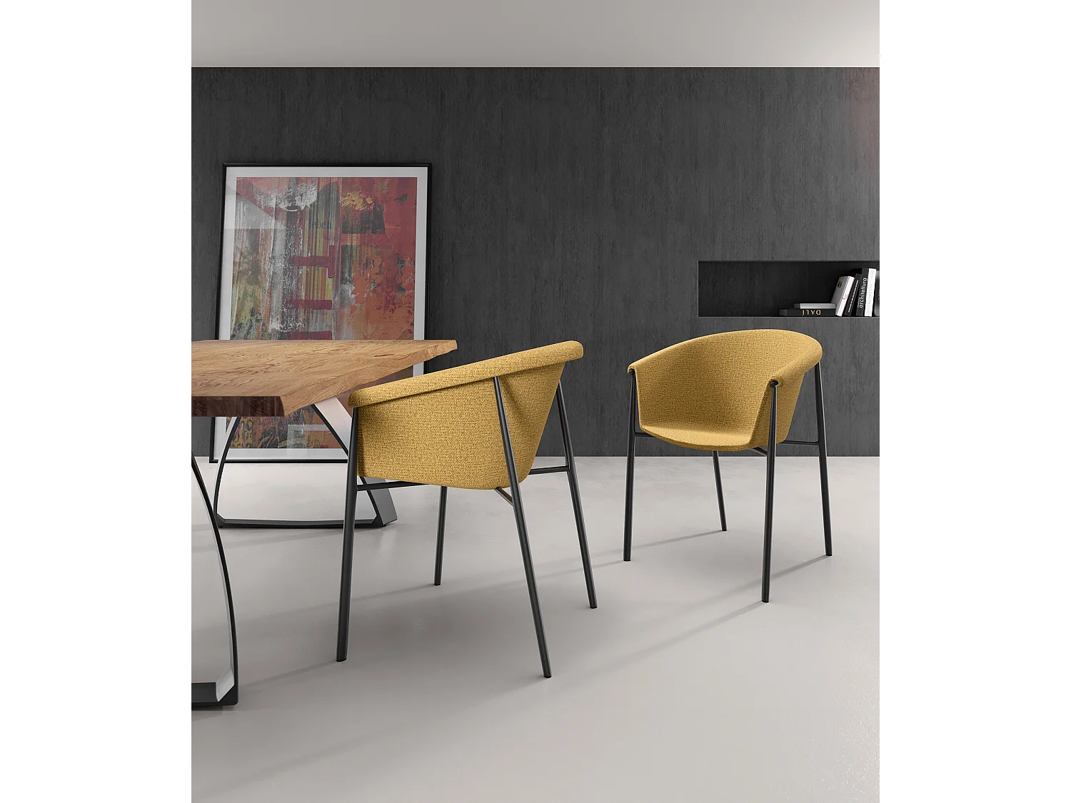 Nari - Cadeira de tecido amarelo 2 peças