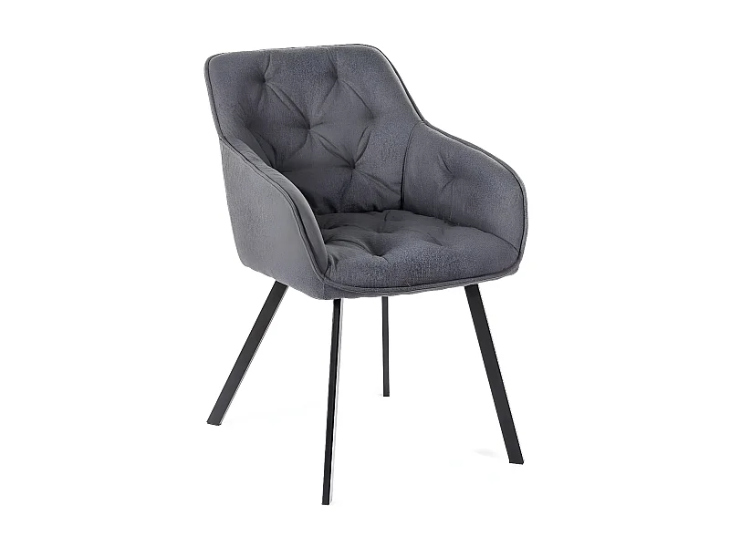 Elsa Chaise en tissu gris foncé 2 pcs