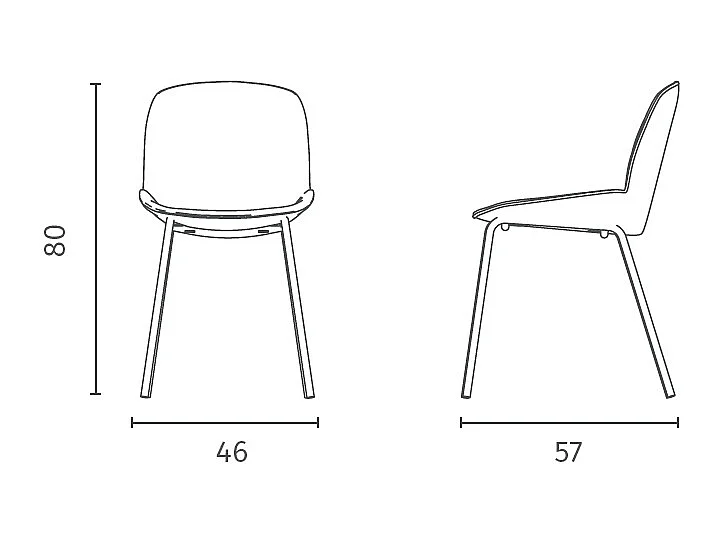 Eva - Stuhl aus dunkelgrauem Stoff 4-tlg