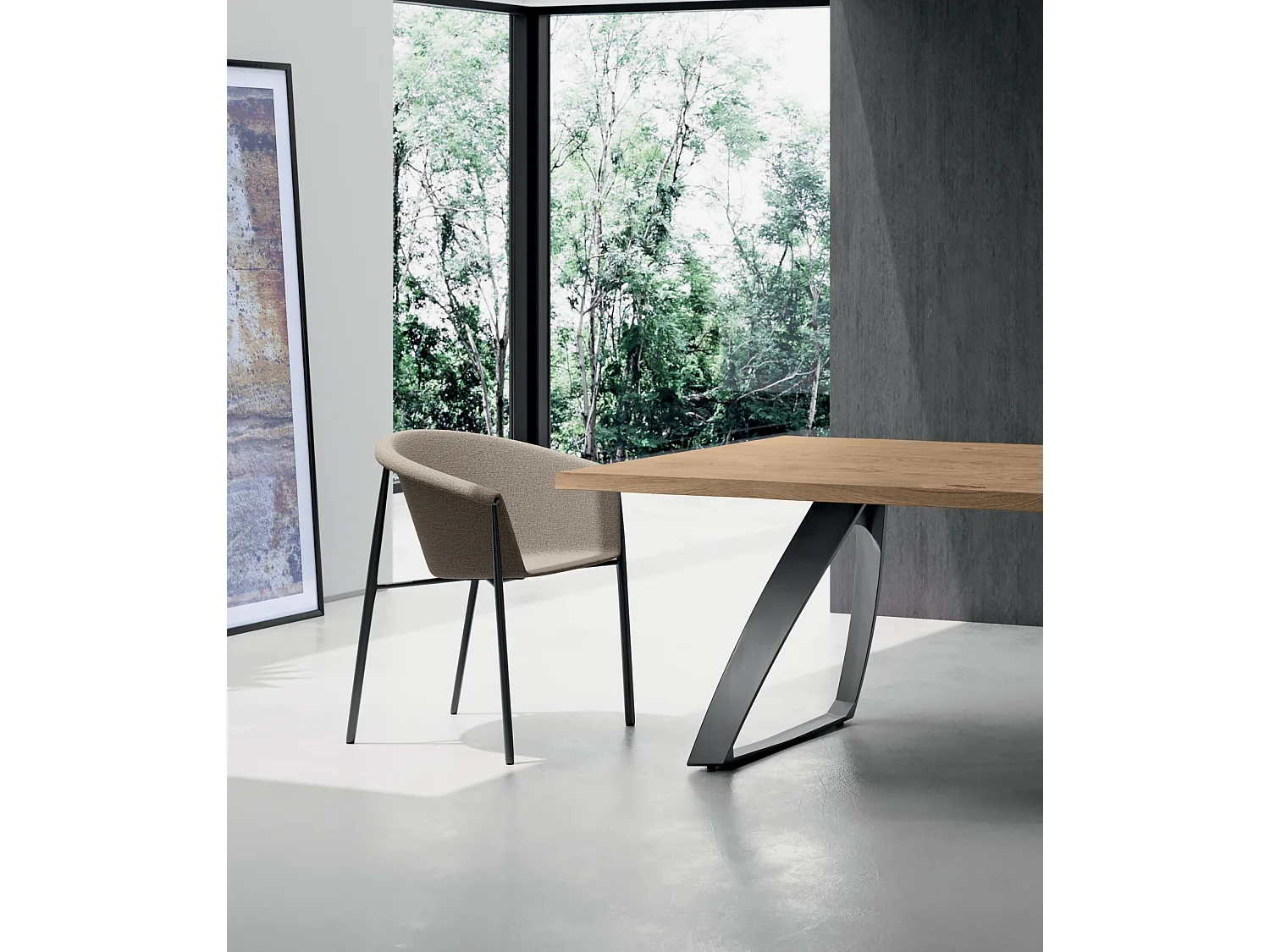 Nari Chaise en tissu gris foncé 2 pcs