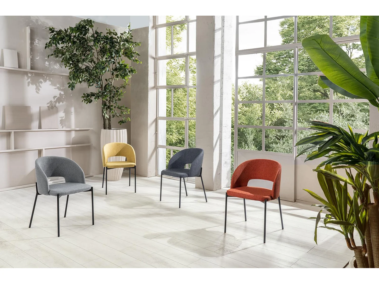 Greta Chaise en tissu gris 2 pcs