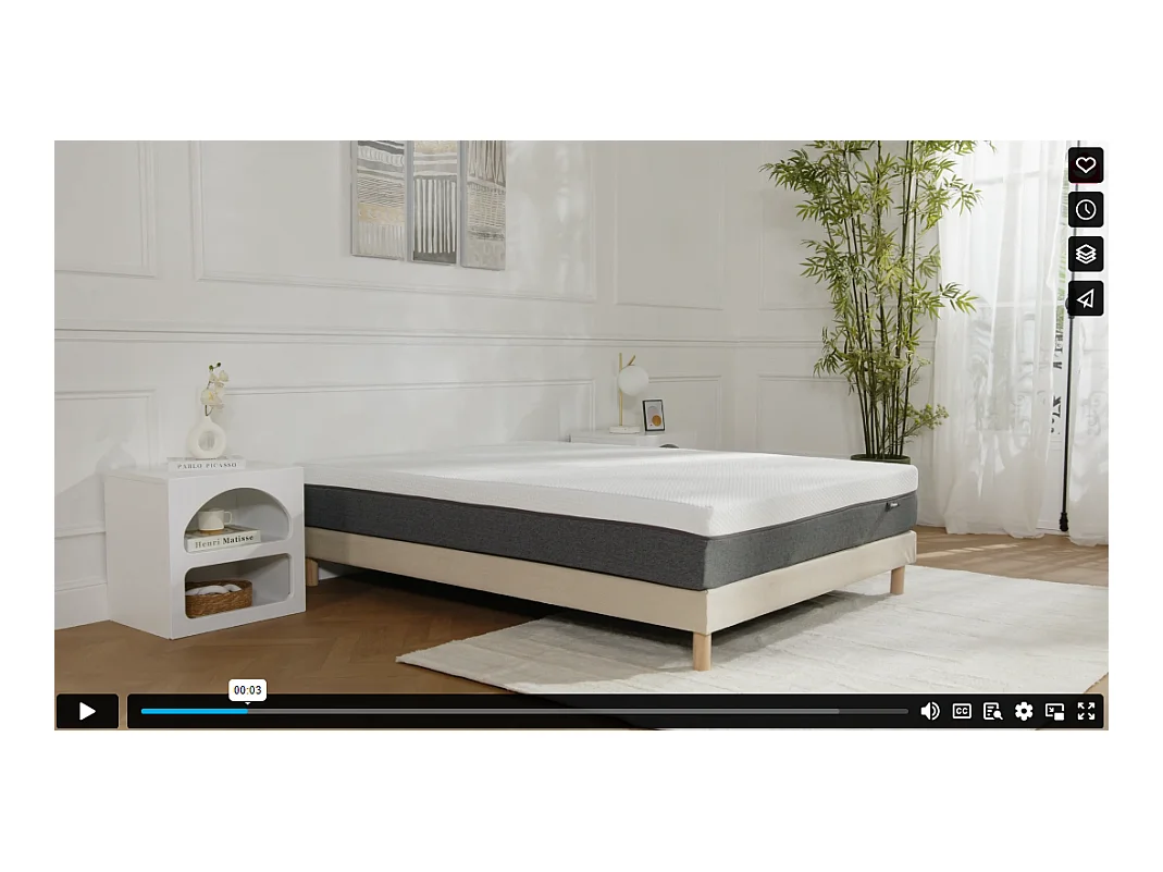 Set 180 x 200 cm bedbodem met opbergruimte, licht houteffect + matras met pocketveren en deklaag van schuim met vormgeheugen, schuim met 7 zones en afneembare hoes, dikte 25 cm - KEPUR van YSMÉE