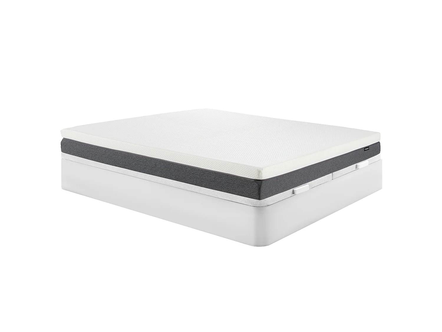 Ensemble 180 x 200 cm sommier coffre blanc + matelas hybride ressorts ensachés accueil mémoire de forme et mousse 7 zones déhoussable ép.25cm - KEPUR de YSMÉE