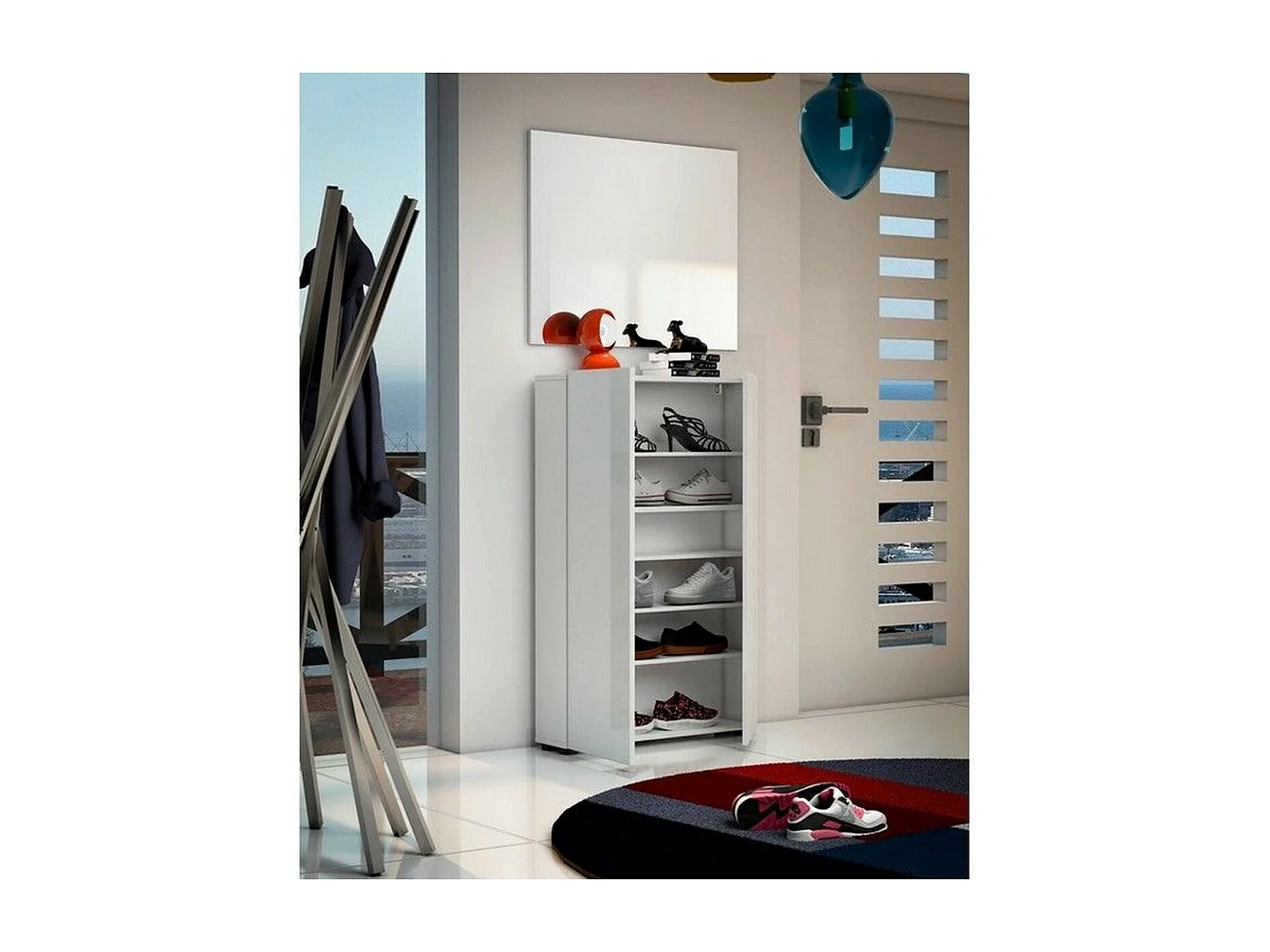 Étagère à Chaussures Espace, Blanc, 70x115x19 cm, Seven Design