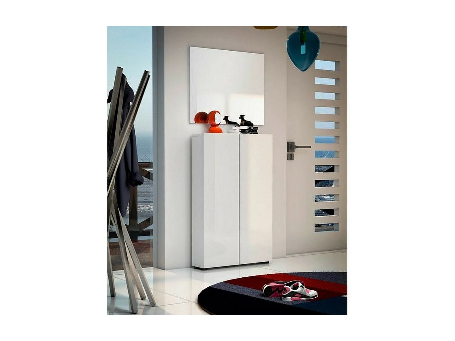 Étagère à Chaussures Espace, Blanc, 70x115x19 cm, Seven Design