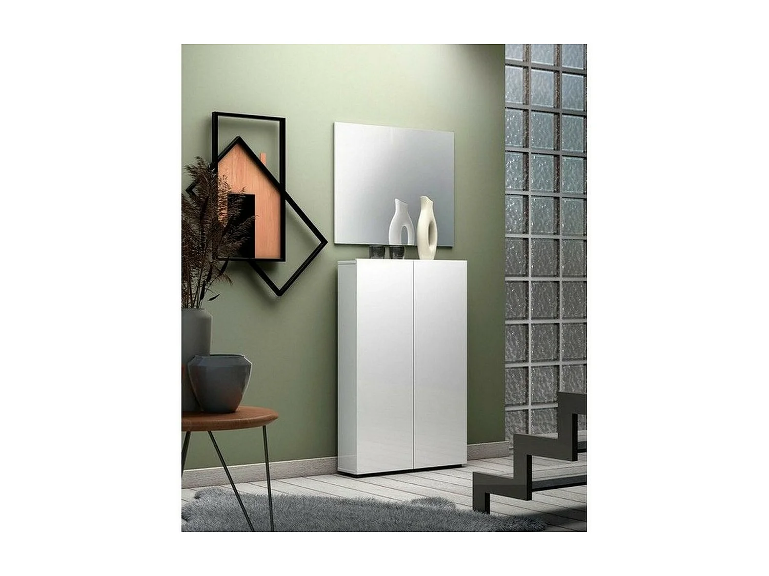 Étagère à Chaussures Espace, Blanc, 70x115x19 cm, Seven Design